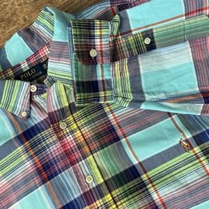 Polo Ralph Lauren Plaid Oxford Shirt Men's 3XB Blue Multi Flesh Pony Colorful